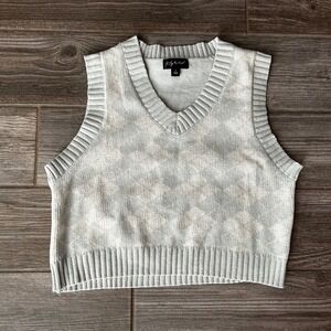 Womens Knit Sweater Vest Argyle Pattern‎ Preppy Classic V Neck Sleeveless Top L